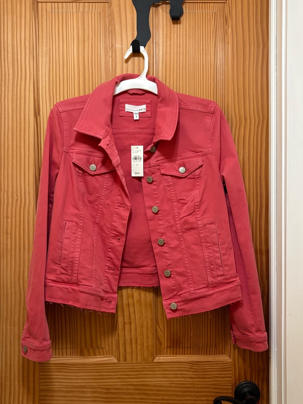 LOFT NWT Coral-Pink Denim Jacket Size Small